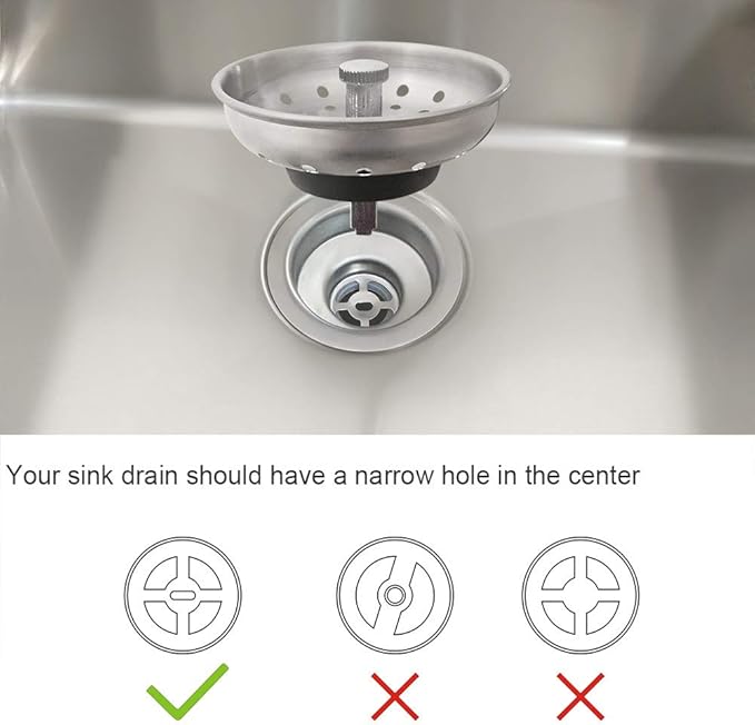 GZILA 2 PCS Kitchen Sink Drain Strainer Replacement for 3-1/2 Inch Standard Drain, Basket Rubber Stopper, 304 Stainless Steel Brushed Nickel Metal Knob
