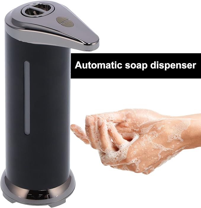 250ml Soap Dispenser, Automatic Soap Dispenser Touchless Touchless Hand Soap Dispenser for Home Bathroom Kitchen School Hotel (Black)