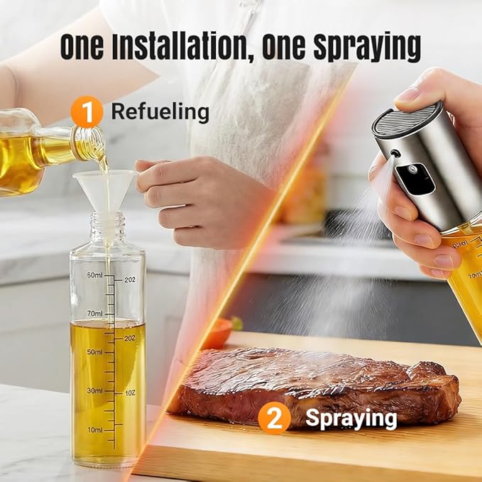 ZiTour Oil Sprayer for Cooking, 2026 New Olive Oil Sprayer, Portable Glass Oil Sprayer Bottle for Kitchen, Upgraded Air Fryer Oil Sprayer for Roasting, Refillable Oil Mister for Home Chef (1)
