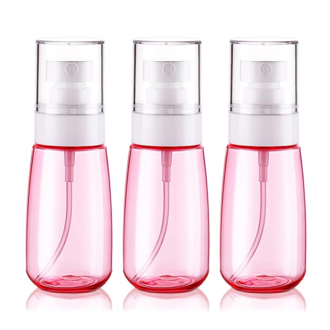 Cosywell Travel Size Spray Bottle TSA Approved 2oz 60ml 3 Pack Leak Proof Fine Mist Spray Bottles Empty Plastic Refillable Mist Sprayer for Perfume Essential Oils Toners Rose Water Cosmetics (3Pink)