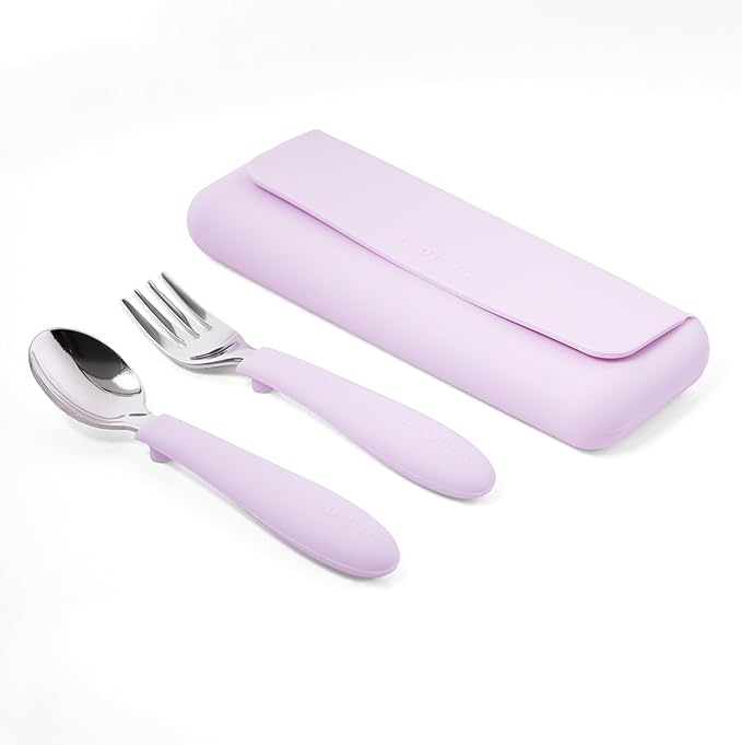 ASOMIC Premium 316 Stainless Steel Toddler Utensils with Silicone Handles & Travel Case, Kids Spoon & Fork Set for Toddler Self Feeding at Daycare, Preschool & School, BPA-Free, Dishwasher Safe