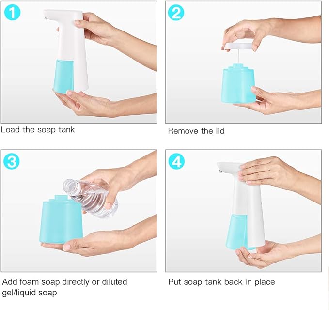 LAOPAO Automatic Hands Free Foaming Soap Dispenser, 240ml Countertop Touchless Soap Pump for Bathroom Kitchen Xmas Gift