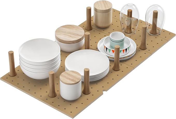 Dowell 4-Piece Wood Pegboard Drawer Divider Organizer Set with 9 Wooden Pegs