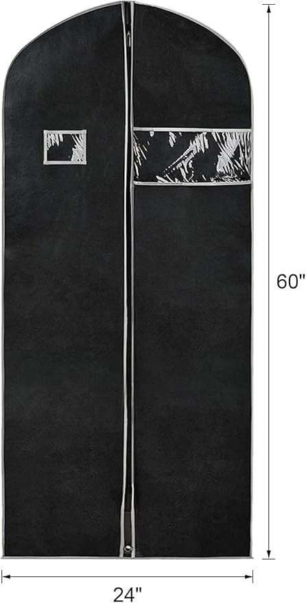 60'' Dress Bags for Gowns, Set of 4 Garment Bag for Hanging Clothes, Black&Grey