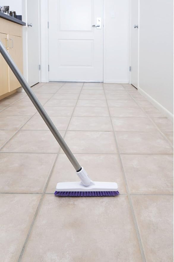 Fuller Brush Tile Grout E-Z Scrubber Complete– 9" V‑Trim Tile & Grout Brush – Deep Grime Cleaning Without Scratching – Perfect for Cleaning Hard to Reach Areas