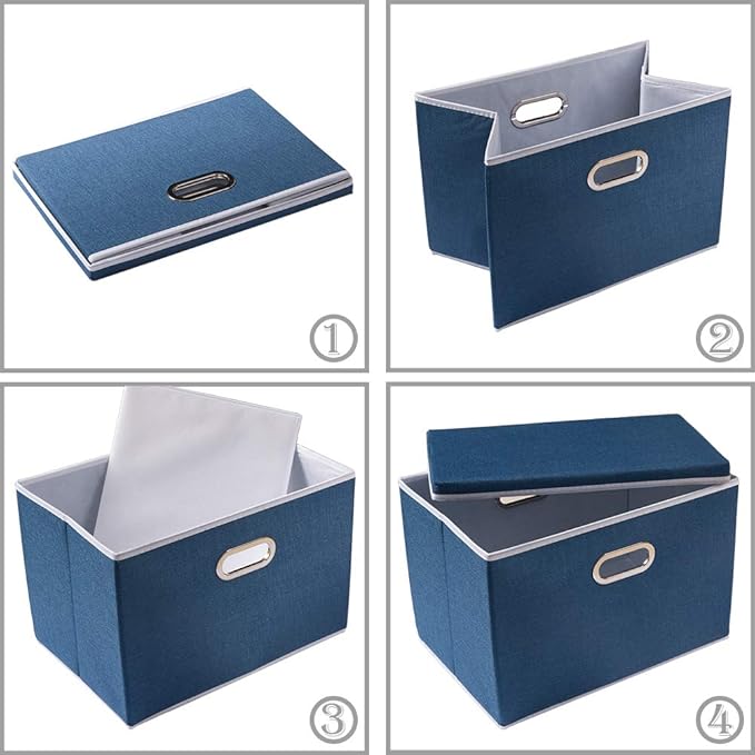 Large Collapsible Storage Bins with Lids [5-Pack] Fabric Foldable Storage Boxes