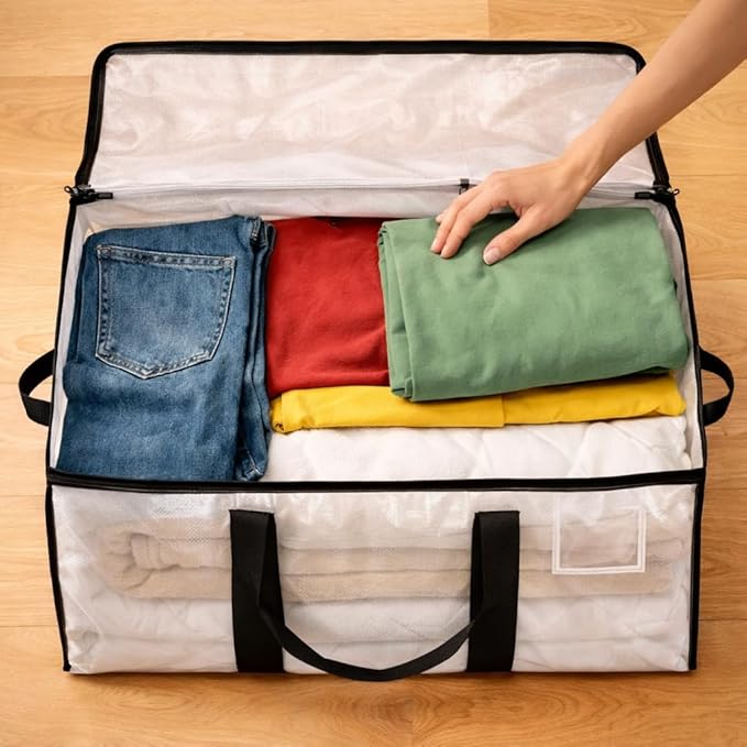 2-Pack Comforter Storage Bags with Zipper and Handles (90L)