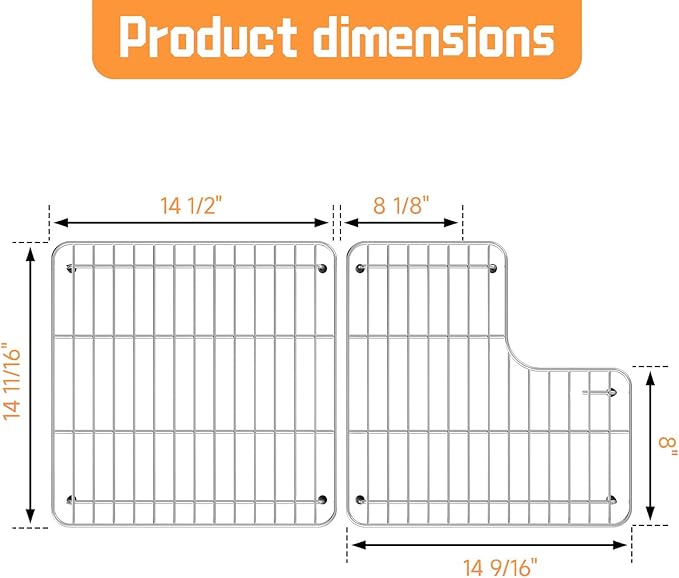 29.12''x14.7'' 6489 Sink Rack K-6639-ST Whitehaven Bottom Basin Racks For Kohler K-6488 Bottom Basin Racks Includes Right&Left with Stainless Steel