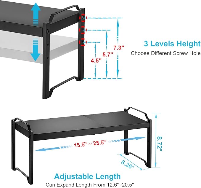 25.5 Inches 2 Pack Expandable Cabinet Shelves