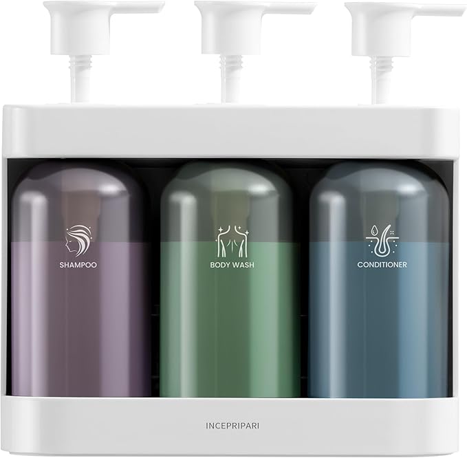 Shower Soap Dispenser Wall Mounted, Shower Dispenser 3 Chamber No Drill, Shampoo and Conditioner Dispenser for Bathroom Hotel, Shower Shampoo Dispenser 3 Chamber, White