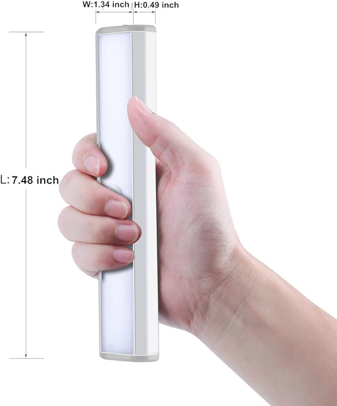 Wireless Motion Sensor Cabinet Lights 10-LED USB Rechargeable Closet Lights LED Under Cabinet Lighting for Wardrobe/Drawer/Stairs/Cupboard/Counter/Pantry/Stairs,Stick On Anywhere,2 Pack,White Light