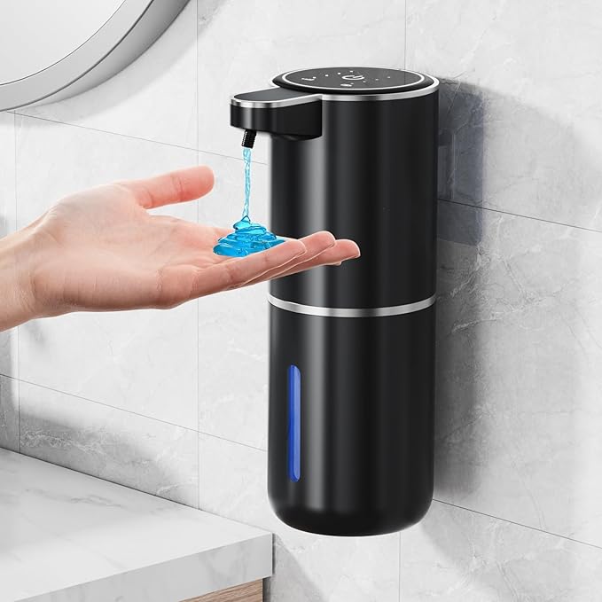 Automatic Soap Dispenser, 4 Soap Volume Levels Adjustable, 0.25S Soap Deliver, 380ML Capacity/ 1200mAh Touchless Sensor Pump, Wall Mount/Placed Flat for Kitchen, Bathroom