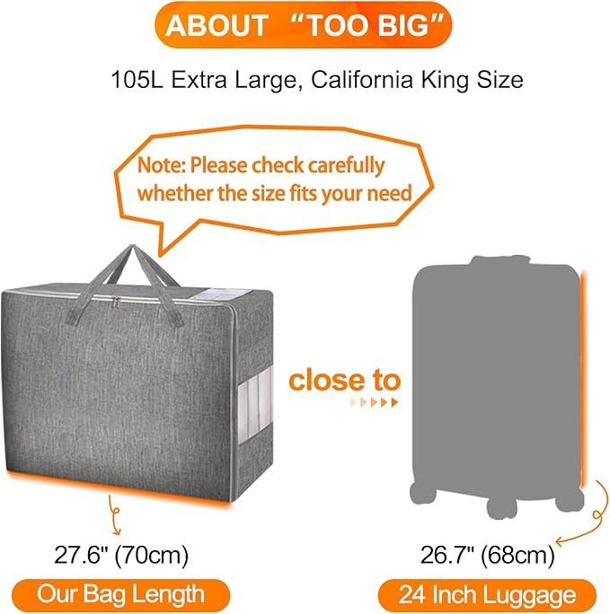 2 Pack 105L Comforter Storage Bags
