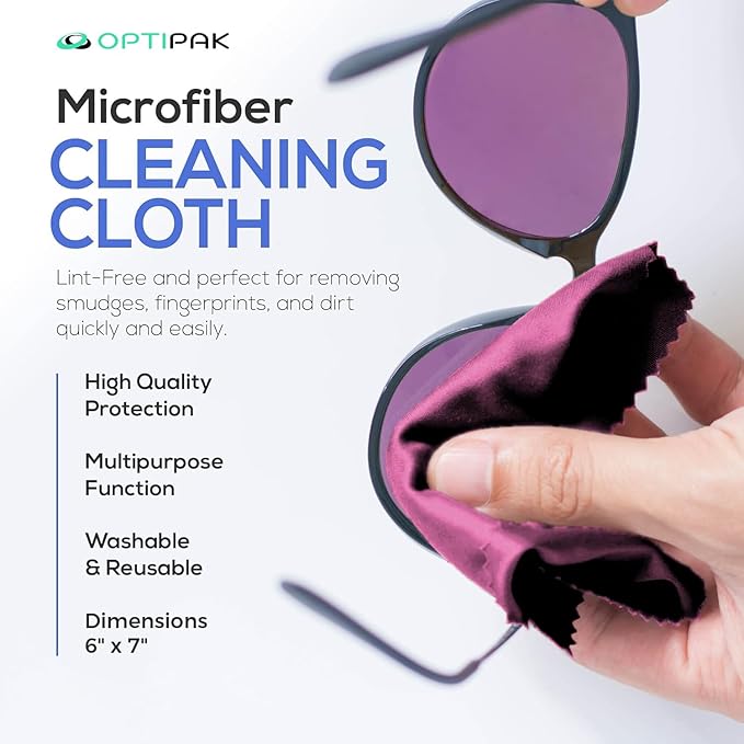 Anti Fog Lens Cleaner Spray Kit | (2x) 1oz Anti Fog Glasses Cleaner Bottles + (1x) Multipurpose Pouch + (5x) Microfiber Cloths for Eyeglasses, Mirror