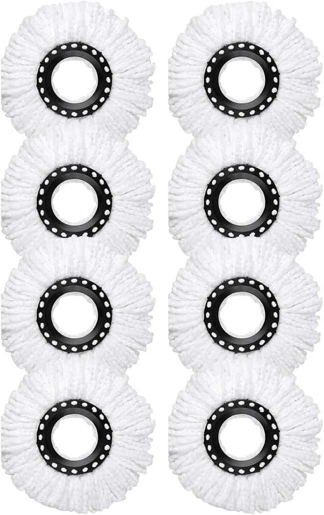 PULNDA Mop Head Replacement,360° Spin Mop Replacement Head,Round Mop Head Microfiber Refills,8 Pack