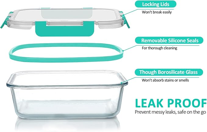 [80 oz & 36 oz]Extra Large Glass Food Storage/Baking Containers Set with Lids, 2 Pack 80 oz(10 cup)&2 Pack 36 oz (4.5 cup)Airtight Glass Container
