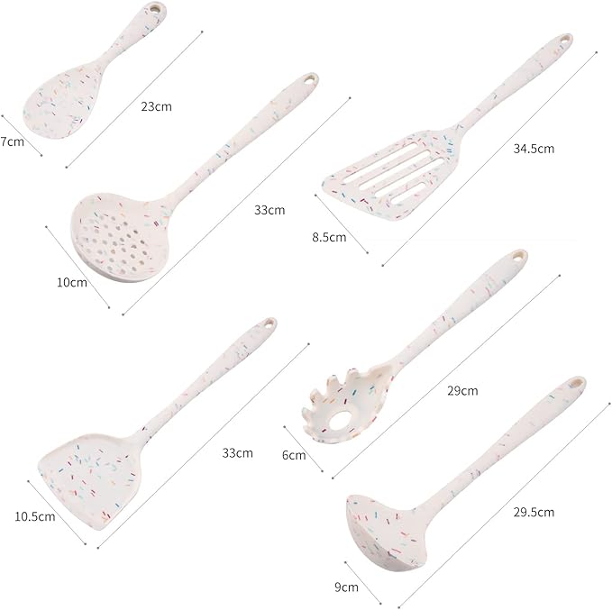 6 Pcs Silicone Kitchen Utensils Set, Silicone Cooking Utensils, Heat Resistant Kitchen Cooking Utensils Set,High Heat Resistant to 480°F, Hygienic One Piece Design, (Black)
