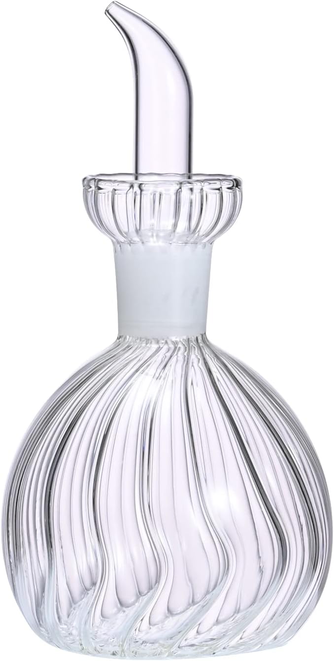 ELETON Stripe Ball Borosilicate Glass Olive Oil Dispenser – Non Drip 16 oz Bottle for Kitchen, Leak Proof Vinegar Cruet, Easy Clean Modern Pourer(16oz/500ml)