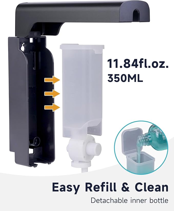 AIKE EasyPush Liquid Wall Mount Soap Dispenser,11.8 fl.oz. for Commercial and Home(Dark Silver)