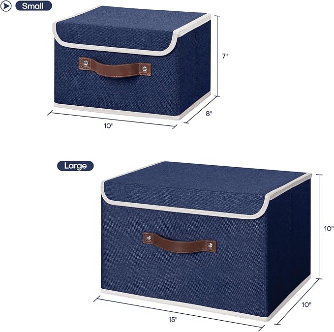 ANMINY 2 Storage Bins with Lid - Blue, Small