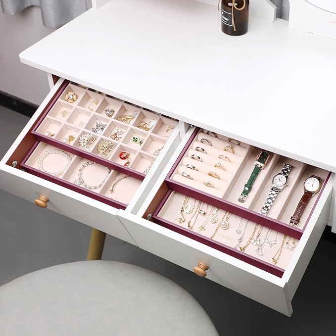 Stackable Jewelry Organizer Trays 4 Set, Purple