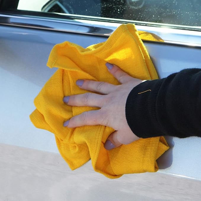 Arkwright Microfiber Huck Towels, Pack of 12, Lint Free Surgical Cleaning Cloths for Glass, Windows, Auto Detailing and Professional Use, 16 x 26 in, Yellow