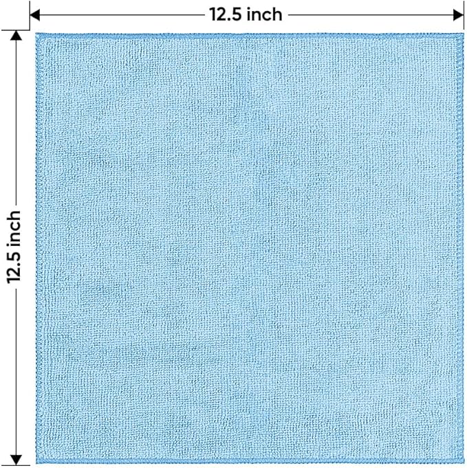 HOMEXCEL Blue Microfiber Cleaning Cloth 12 Pack, 12.5 x 12.5 inch Microfiber Towels for Cars, Ultra Absorbent Car Washing Cloth, Lint Free Streak Free Cleaning Rags for Car, Kitchen, and Window