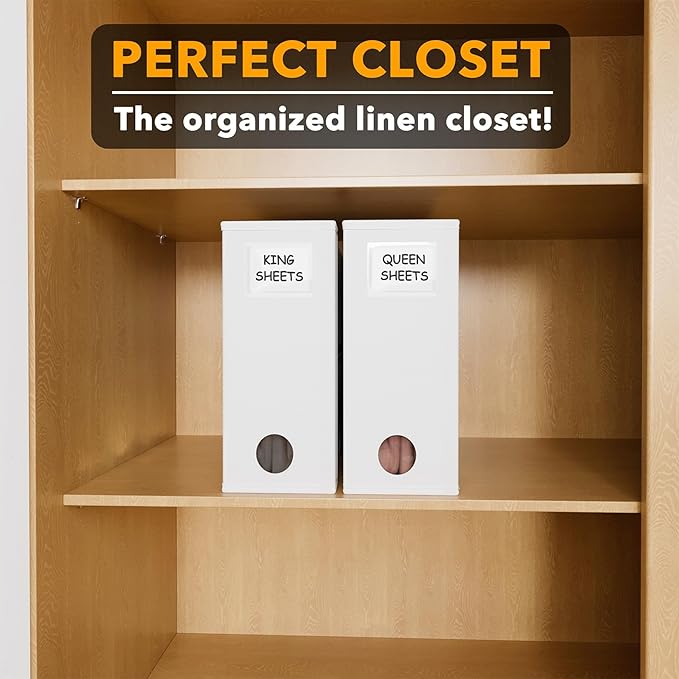 2 Pack Bed Sheet Organizers and Storage, White