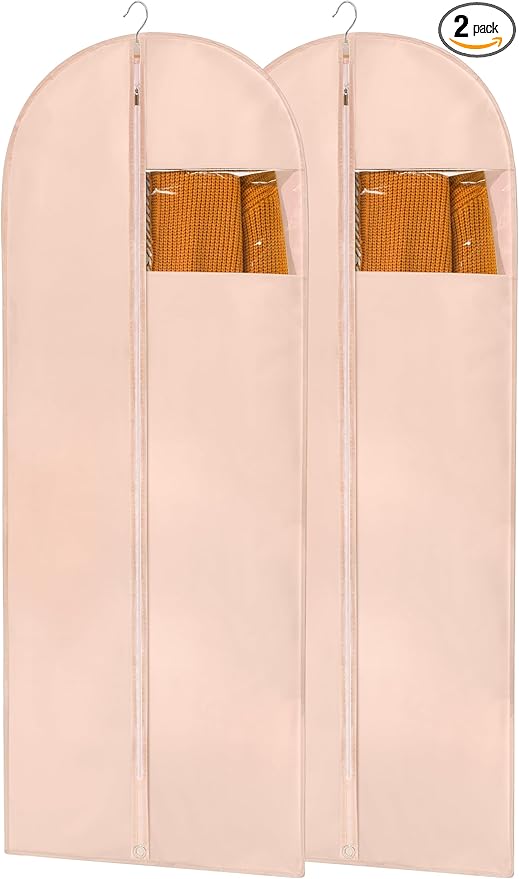 Dress Bags for Gowns, 65'' Pink Garment Bags for Hanging Clothes