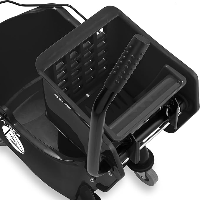 Dryser Commercial Mop Bucket with Side Press Wringer, 26 Quart, Black