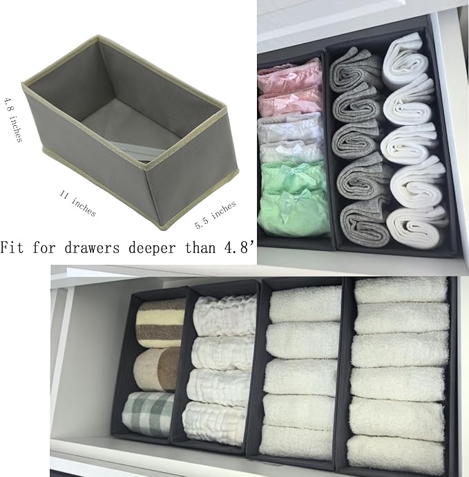 Sock Drawer Organizer 3 Pack, Foldable Fabric Storage Bins for Underwear Divider