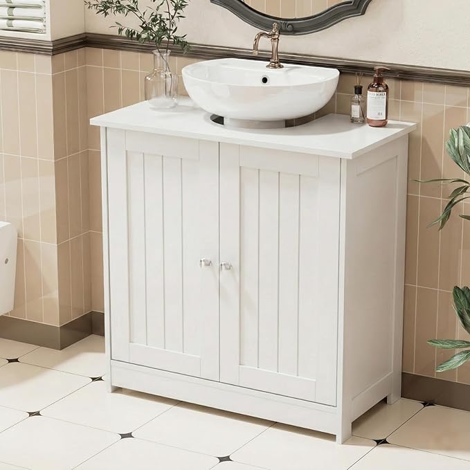 Pedestal Sink Storage Cabinet with 2 Doors Traditional Under Sink Cabinet