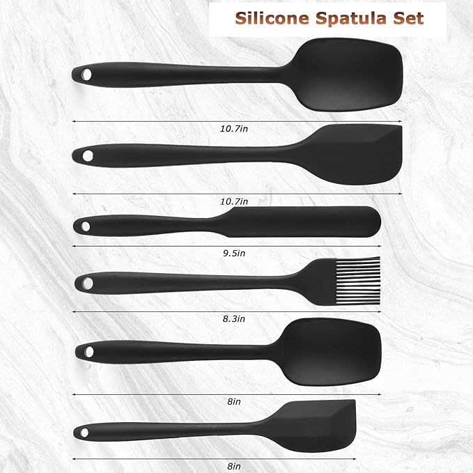 HANSGO Silicone Spatula Set, 6 PCS Food Grade Kitchen Utensils with Silicone Brush, 480°F Heat Resistant Non Stick Rubber Spatula for Scraping, Cake Baking, Cooking, Mixing, Dishwasher Safe