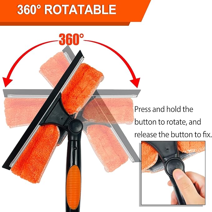 Buyplus 26Ft High Reach Squeegee for Window Cleaning Kit with 5 to 20 Foot Extension Pole, Extendable Window Cleaner Squeegee, Telescopic Window Washing Kit for Indoor/Outdoor High Window