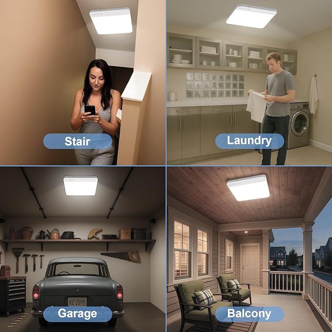 WhitePoplar Rechargeable Motion Sensor Ceiling Light with Remote - Magnetic Wireless Closet Lights, 400LM Closet Lights Motion Sensored Indoor for Bathroom Closet Pantry and Hallways