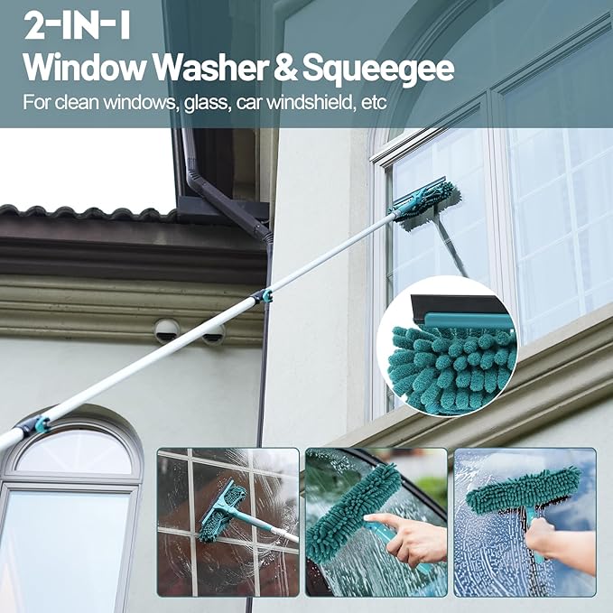 TelesPro 30ft High Reach Duster Kit - 6-24ft Extension Pole, Dusting & Window Cleaning