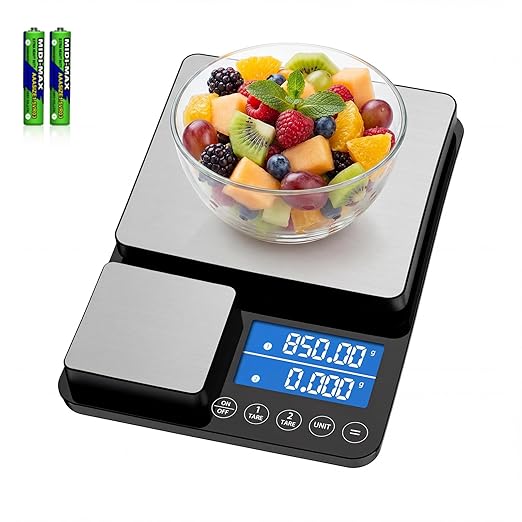 0.001oz/33lb Dual Platform Kitchen Scale, Diyife 9.4in Stainless Steel Food Scale with Two Precisions, Accumulation Functions, 7 Units, Tare