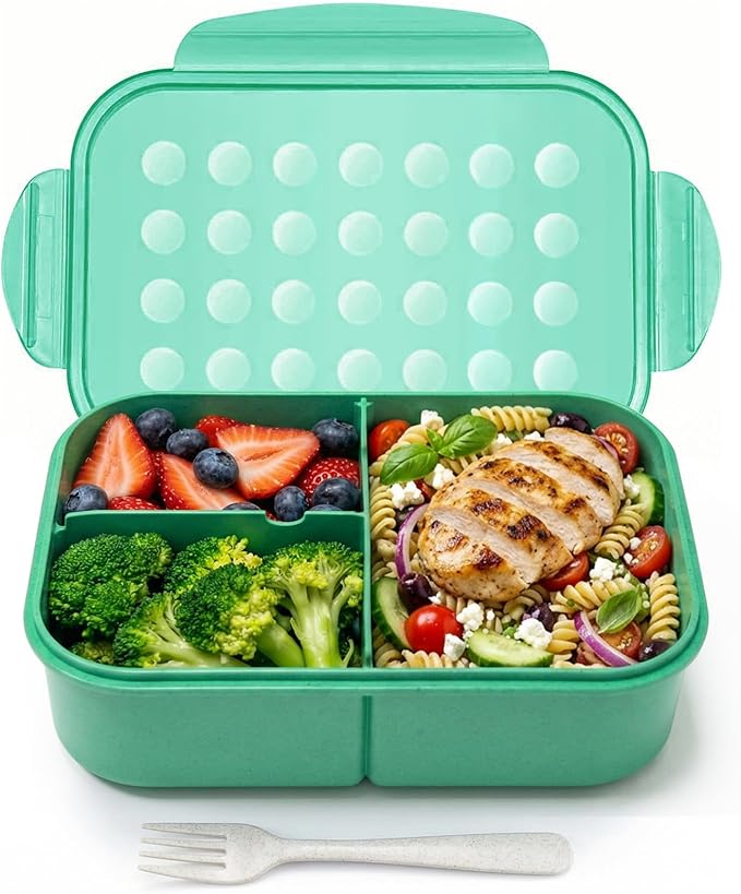 MISS BIG® Bento Box for Adults – Reusable Wheat Material Lunch Box with Compartments, Leak Proof Food Container for Meal Prep, Work & Home