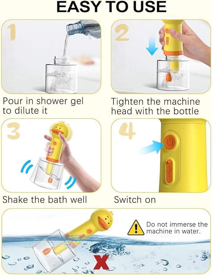 Electric Foaming Shampoo Dispenser, Automatic Rechargeable Soap Dispenser for Dog/Cat Bathing, Bathroom, Kitchen Sink, Toilet Cleaning