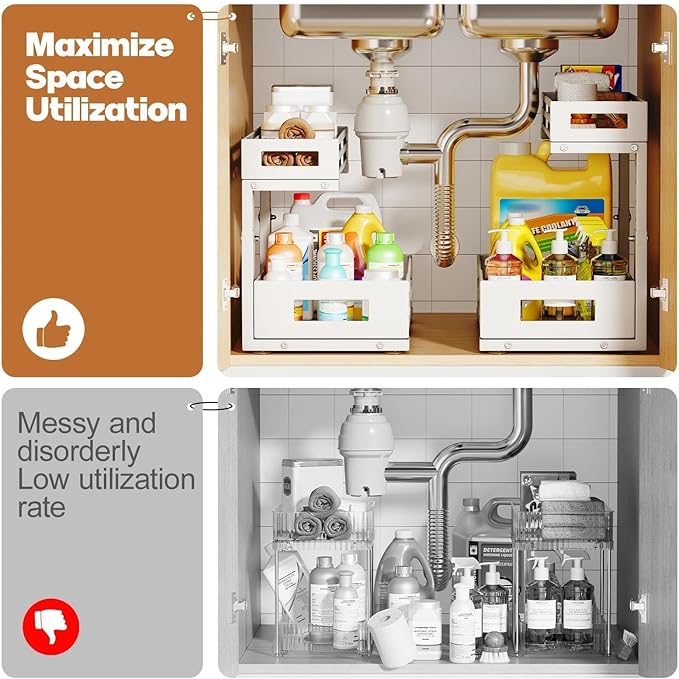 L-Shaped Metal Under Sink Organizer