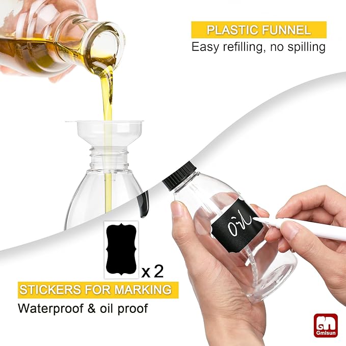GMISUN Oil Sprayer for Cooking, 2 Pack Olive Oil Spray Bottle, 10 fl oz Food-Grade Plastic Oil Spritzer Mister, Refillable Oil Dispenser Bottle for Salad, BBQ, Grilling, Kitchen Baking, Roasting