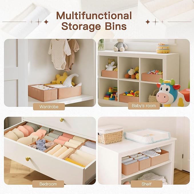 Drawer Organizer Clothes, 21 Pack Dresser Organizer for Baby Clothes, Brown