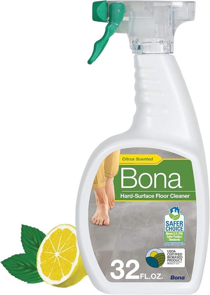 Bona Multi-Surface Floor Cleaner Spray - 32 fl oz - Lemon Mint Scent - Refillable - Residue-Free Floor Cleaning Solution for Stone, Tile, Laminate, and Vinyl Floors