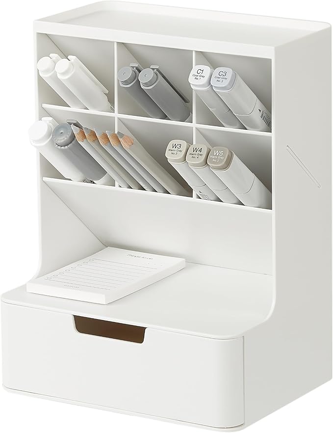 BLUE GINKGO Hive Desk Organizer, Vertical 6-Compartment, Made in Korea, White
