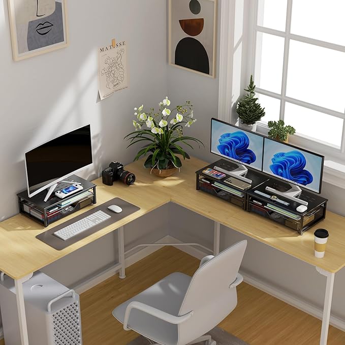Computer Monitor Stand Riser, Desk Organizers and Accessories with Drawer