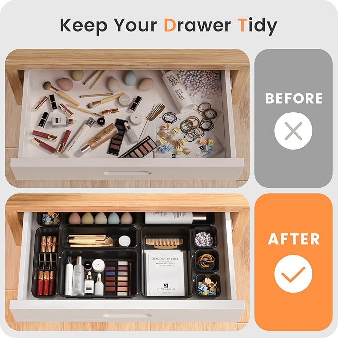 【Military Grade】A-LuGei Drawer Organizer,【𝟱𝗦𝗶𝘇𝗲】Makeup organizer,【Holds 177 Items】Bathroom Organizers and Storage,Organization and Storage