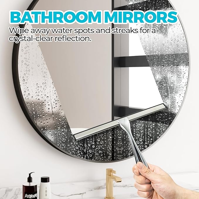 ALFLOD 2PACK 12-Inch All-Purpose Shower Squeegee for Shower Doors, Tile Shower Walls, Bathroom, Window, Glass and Car Windshield
