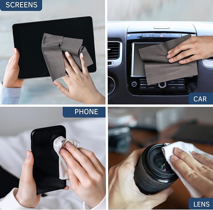 Microfiber Cleaning Cloth (Pack of 13) Ultra-Soft Cleaning Cloth for Glasses, iPhone Camera Lens, Screens & More