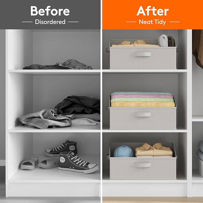 Lifewit Trapezoid Closet Storage Bins for Shelf, 6 Packs Non-woven Closet Organizer Baskets with Handles