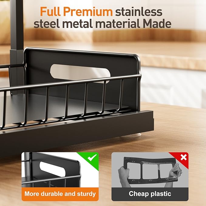 Under Sink Organizer, Metal Pull Out Cabinet Organizer Shelf